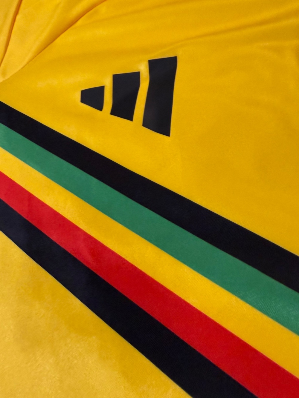 adidas Yellow Jamaica Stripe Soccer Jersey - Picture 2 of 5